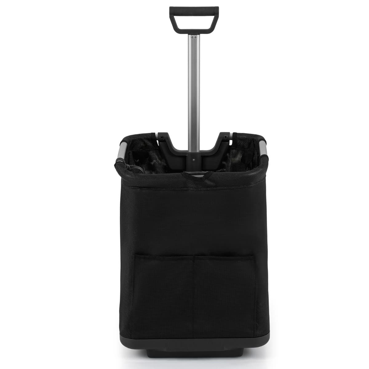 Chariot de Courses Pliable de 50L Chariot Utilitaire Portable avec 3 Poches Poignée Rétractable Cadr